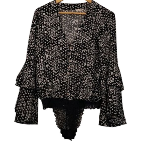 Free People Ditzy Floral Ditsy Floral Bodysuit blouse Size S Statement S… - Picture 9 of 12